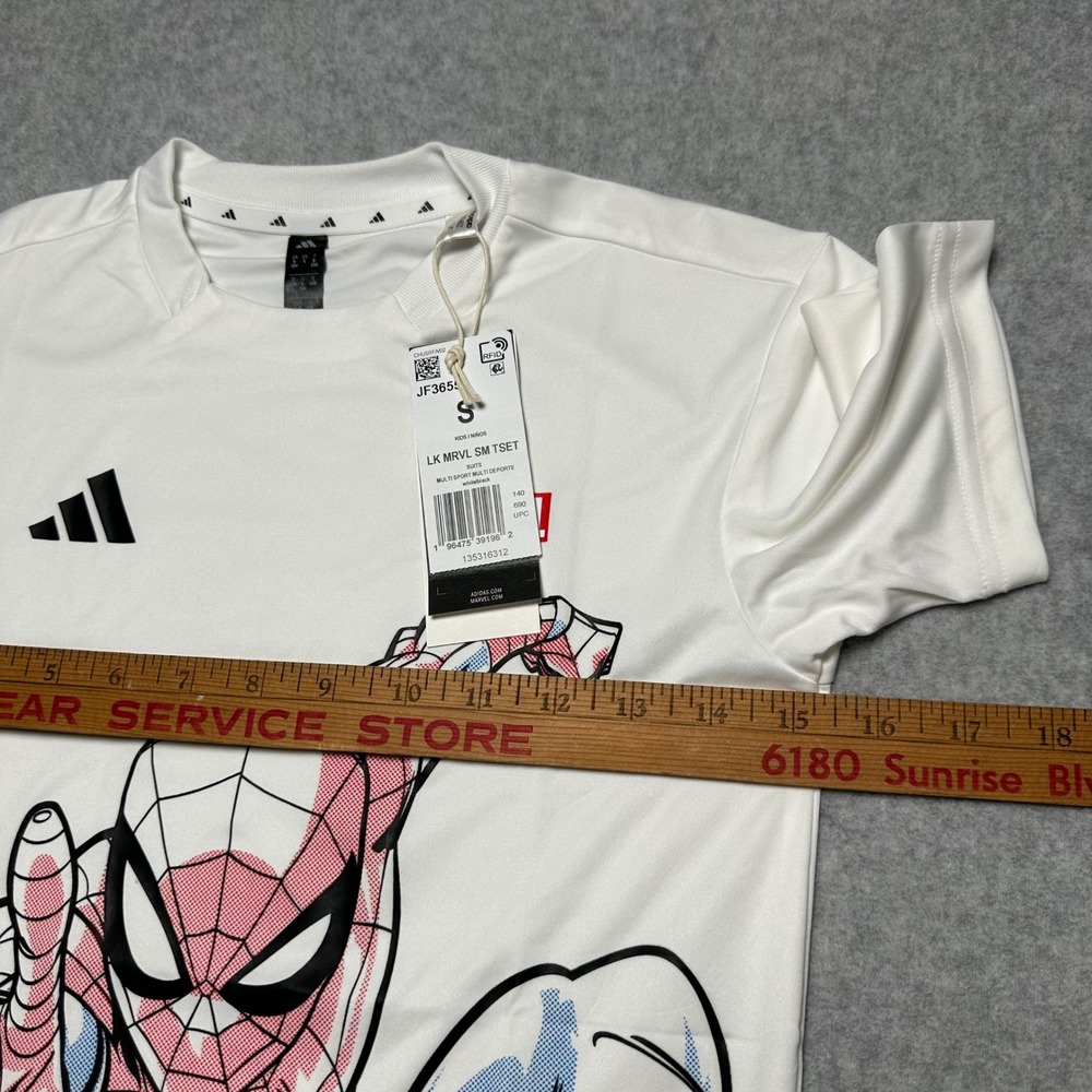 Adidas Kids Marvel Spider-Man Graphic T-Shirt White JF3655 Boys Size S 9-10Y - Picture 5 of 6